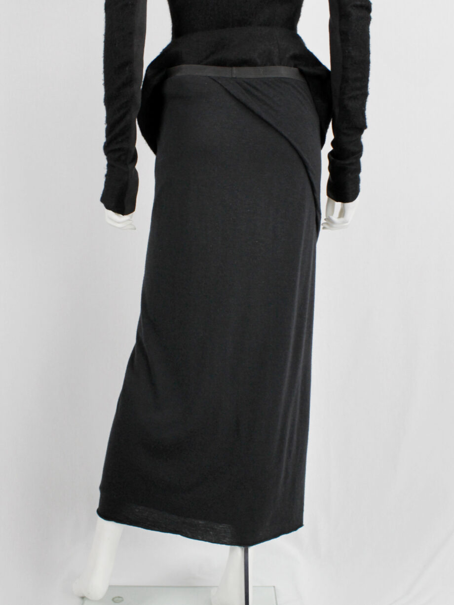 Rick Owens Lilies black maxi skirt with a slit created by a front drape (15)