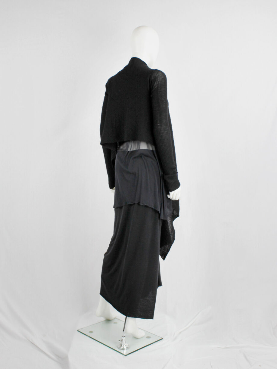 Rick Owens MOOG black cardigan with long front panels and patterned knit fall 2005 (17)