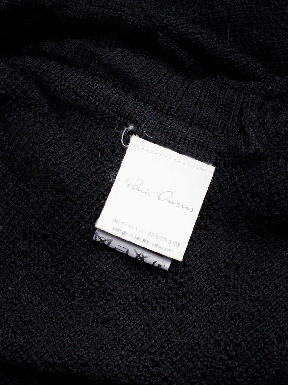 Rick Owens MOOG black cardigan with long front panels and patterned knit fall 2005 (22)