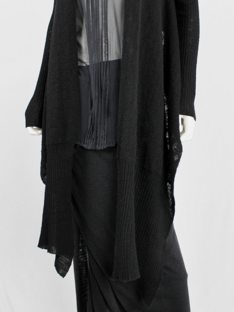 Rick Owens MOOG black cardigan with long front panels and patterned knit fall 2005 (4)
