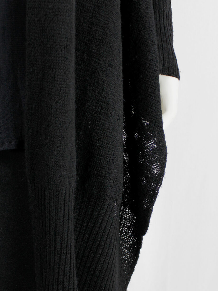 Rick Owens MOOG black cardigan with long front panels and patterned knit fall 2005 (6)