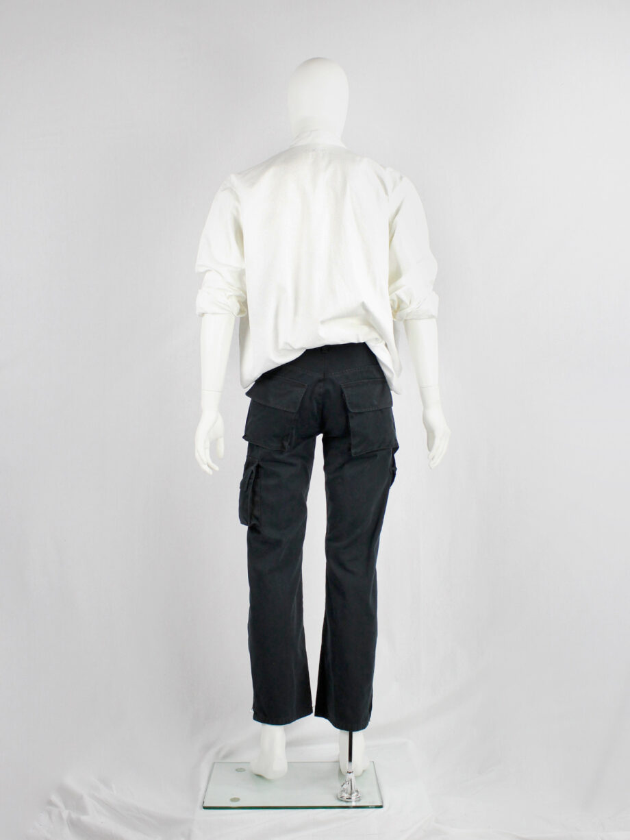 Yohji Yamamoto A.A.R black cargo trousers with pockets on the legs (19)