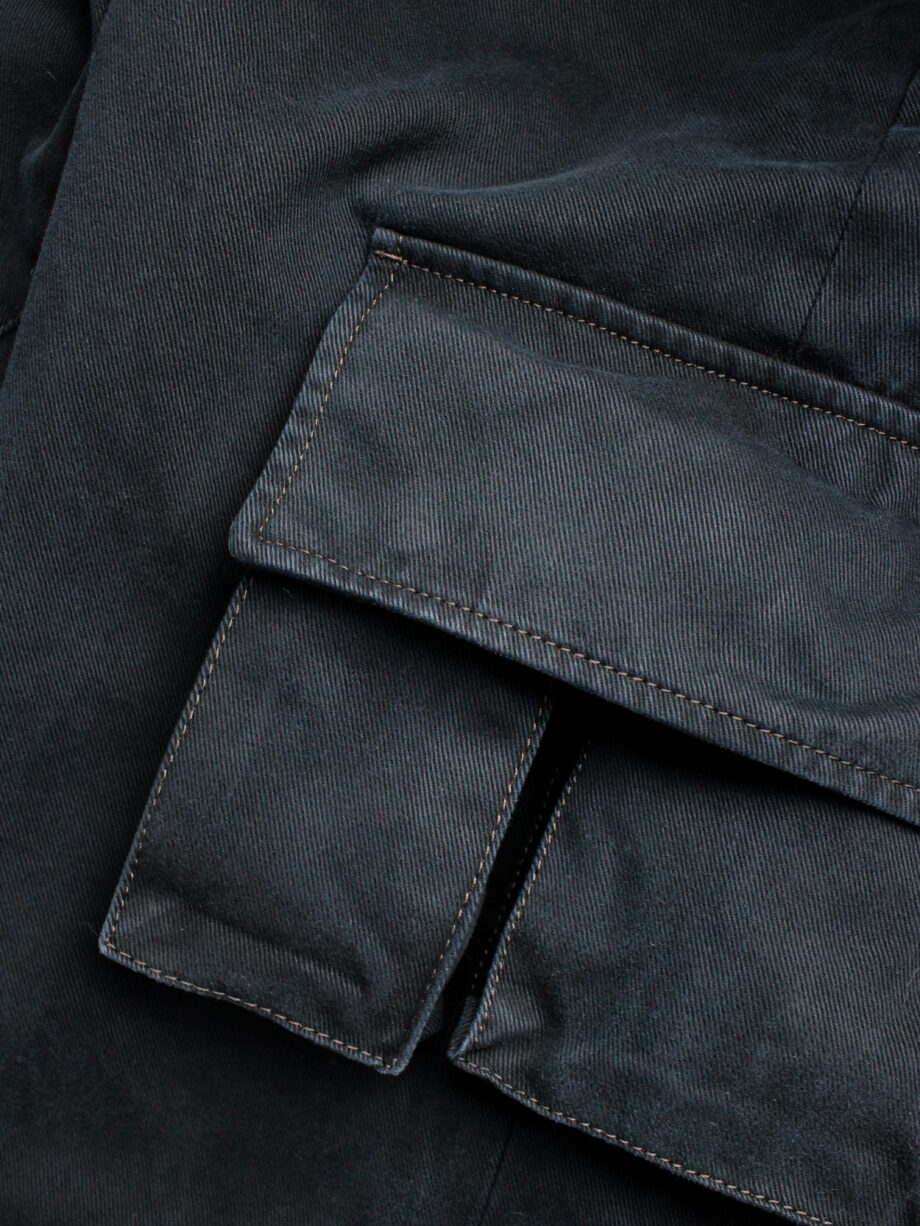 Yohji Yamamoto A.A.R black cargo trousers with pockets on the legs (3)