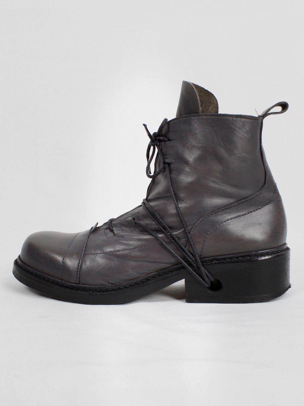 Dirk Bikkembergs grey tall boots with laces through the soles (44 ...