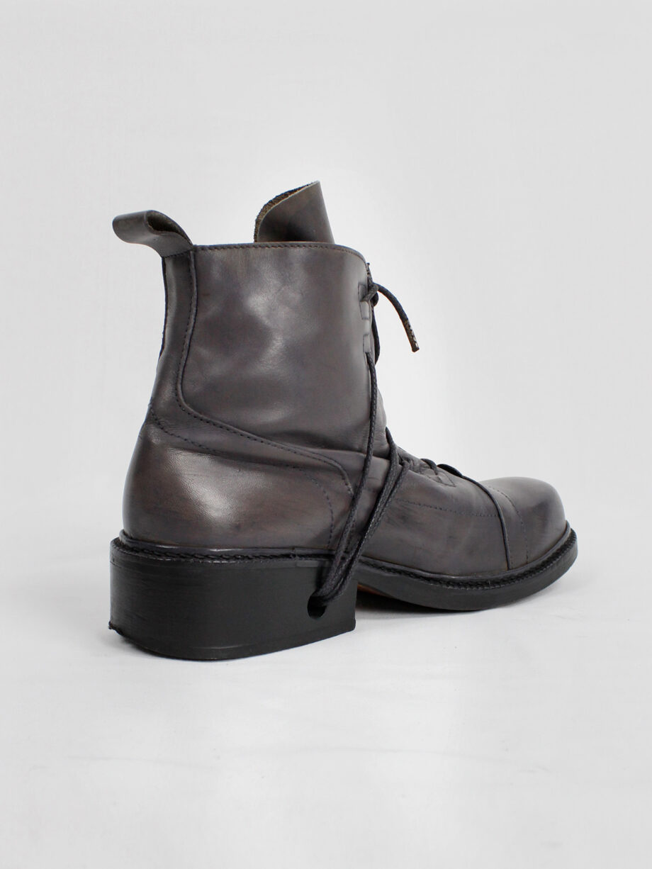 archive Dirk Bikkembergs grey tall boots with laces through the soles 1990s 90s (3)