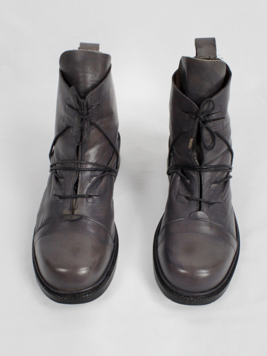 archive Dirk Bikkembergs grey tall boots with laces through the soles 1990s 90s (9)