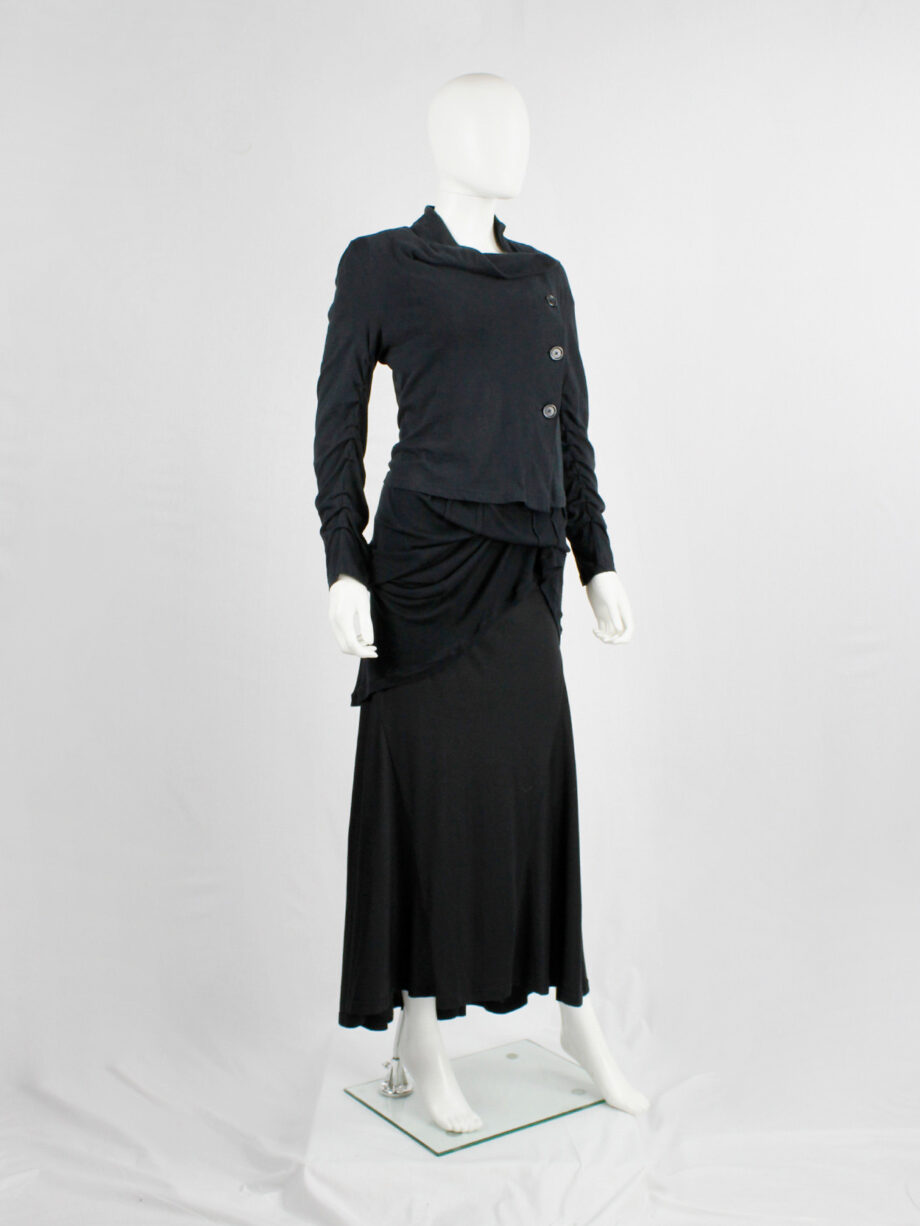 Ann Demeulemeester black asymmetric cardigan with buttons and tucked sleeves (14)