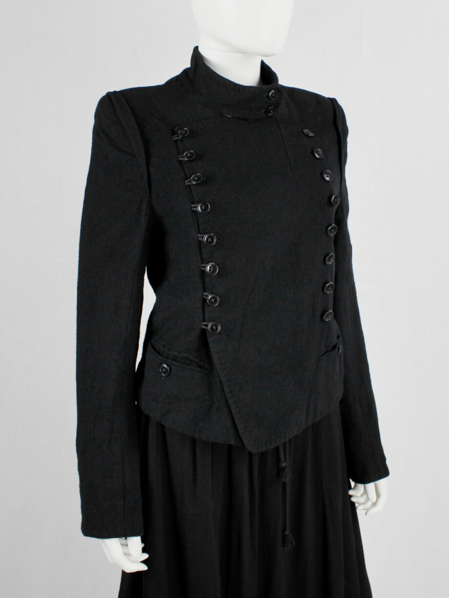 Ann Demeulemeester black double breasted military-style jacket fall 2005 (21)