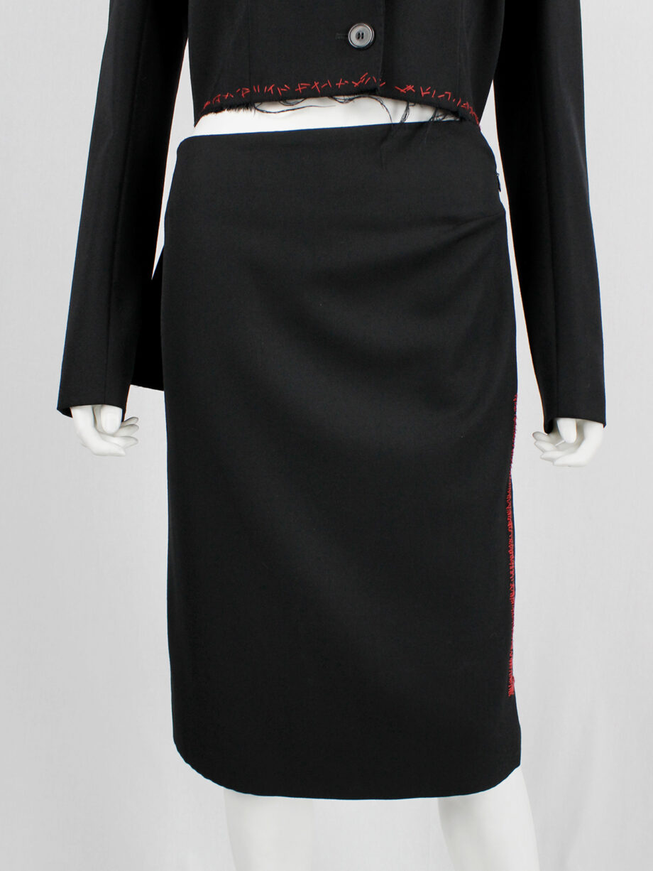 Jurgi Persoons black skirt with red stitched rectangular panel and spiral waist fall 1999 (15)