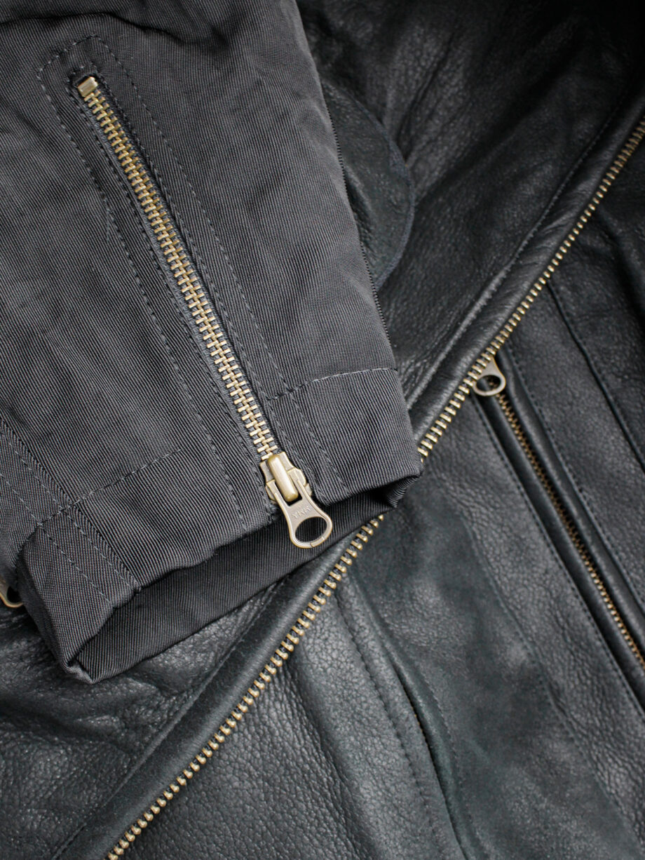 Pour Deux black leather jacket with cargo pockets and contrasting sleeves and back (9)
