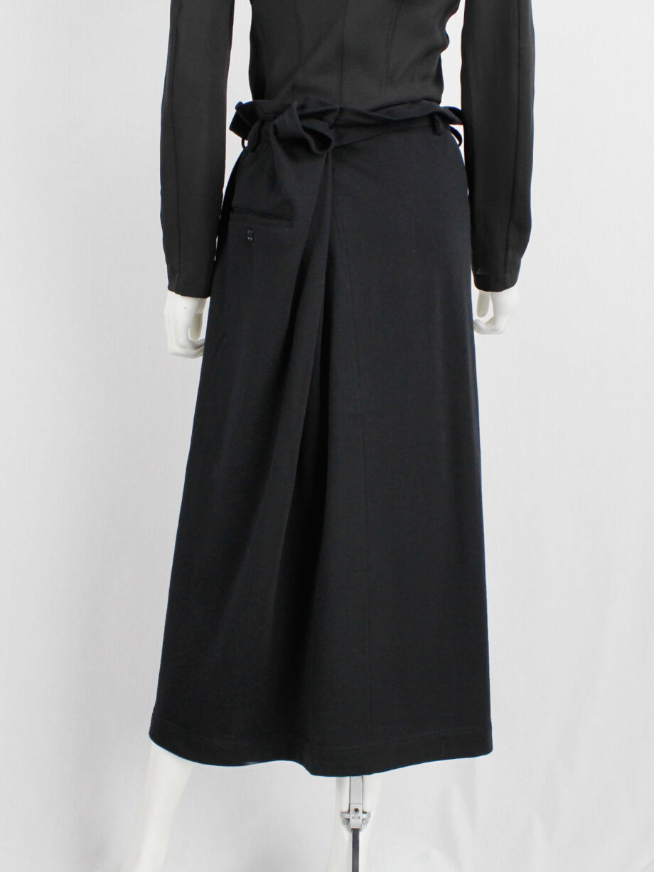 Y’s Yohji Yamamoto black maxi skirt with paperbag waist and gathered back pleat (15)