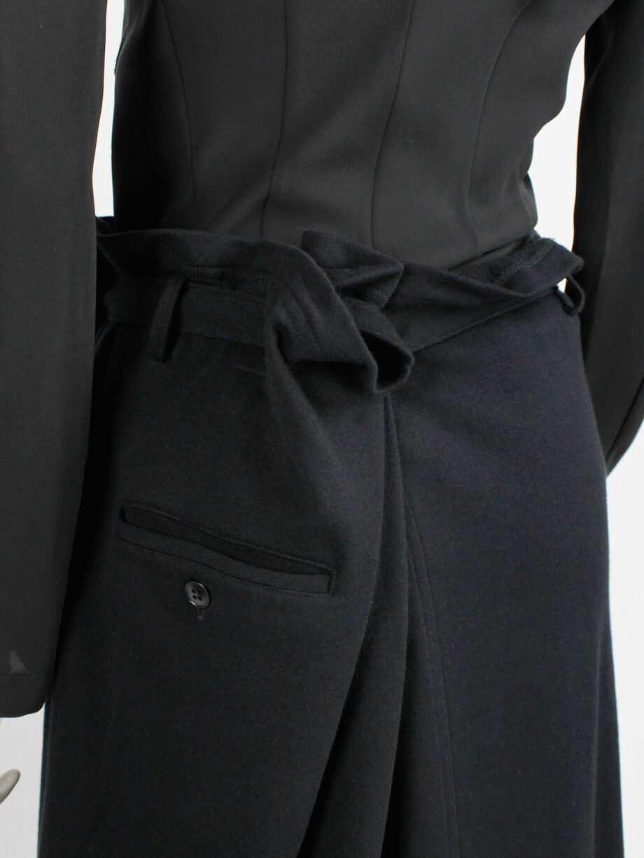 Y’s Yohji Yamamoto black maxi skirt with paperbag waist and gathered back pleat (2)