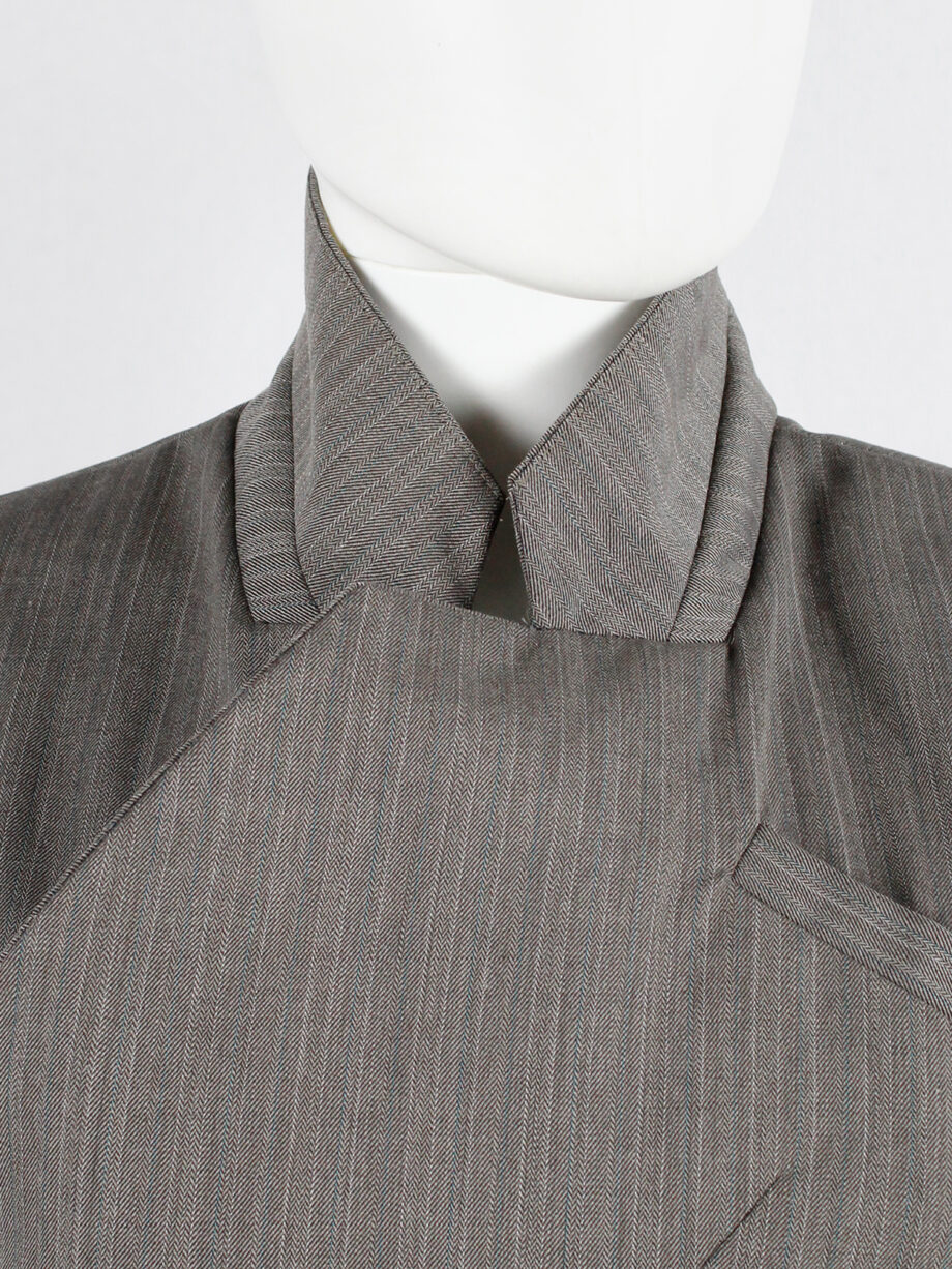af Vandevorst brown pinstripe vest designed after a deconstructed men’s blazer fall 2016 (15)