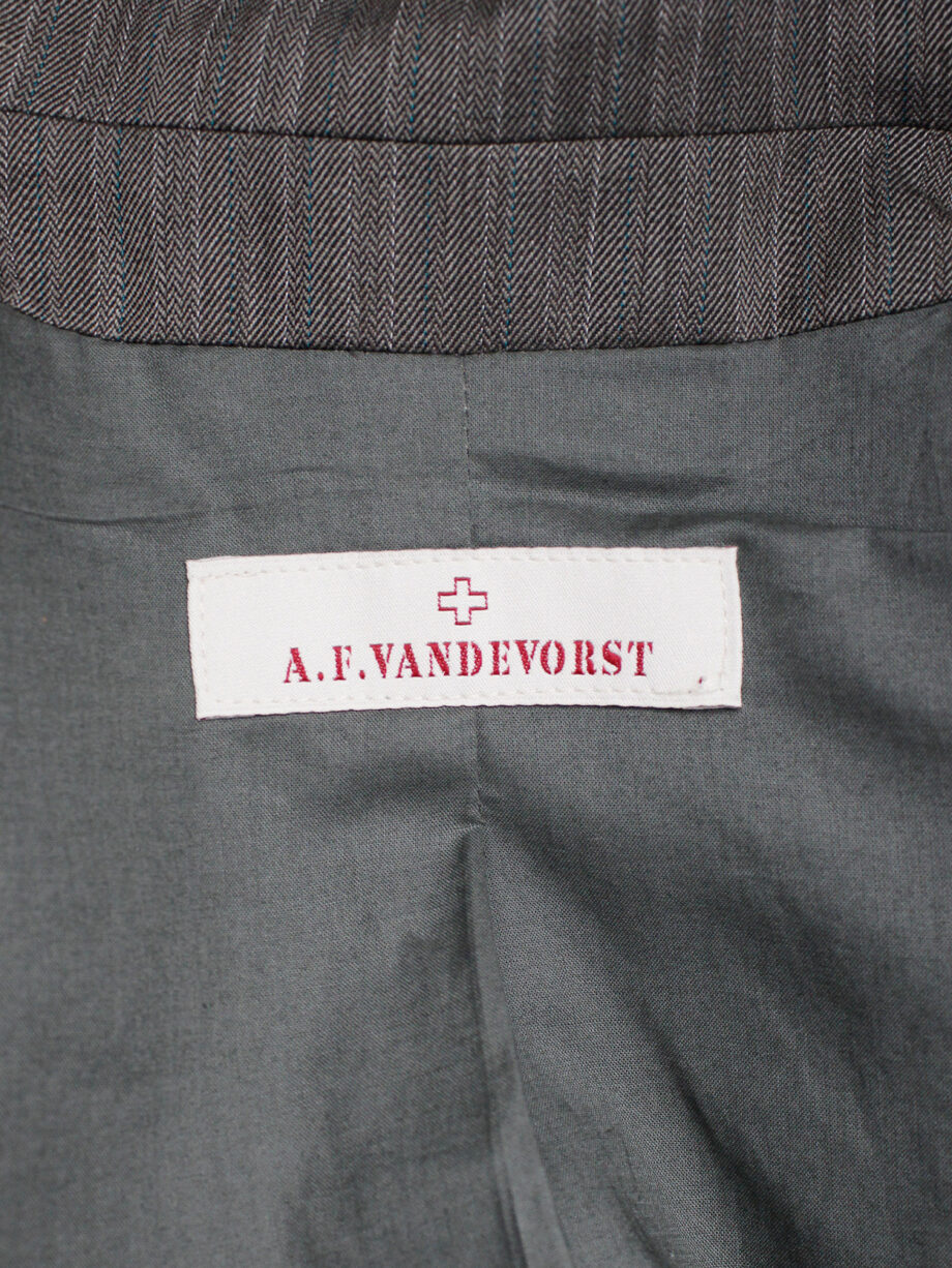 af Vandevorst brown pinstripe vest designed after a deconstructed men’s blazer fall 2016 (6)