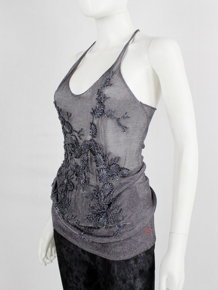 af Vandevorst purple woven tanktop with sequin embroidered branches and leaves (1)