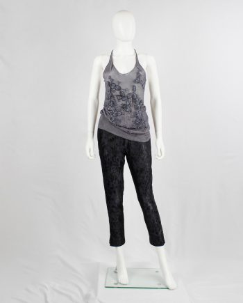 A.F. Vandevorst purple woven tanktop with sequin embroidered branches and leaves