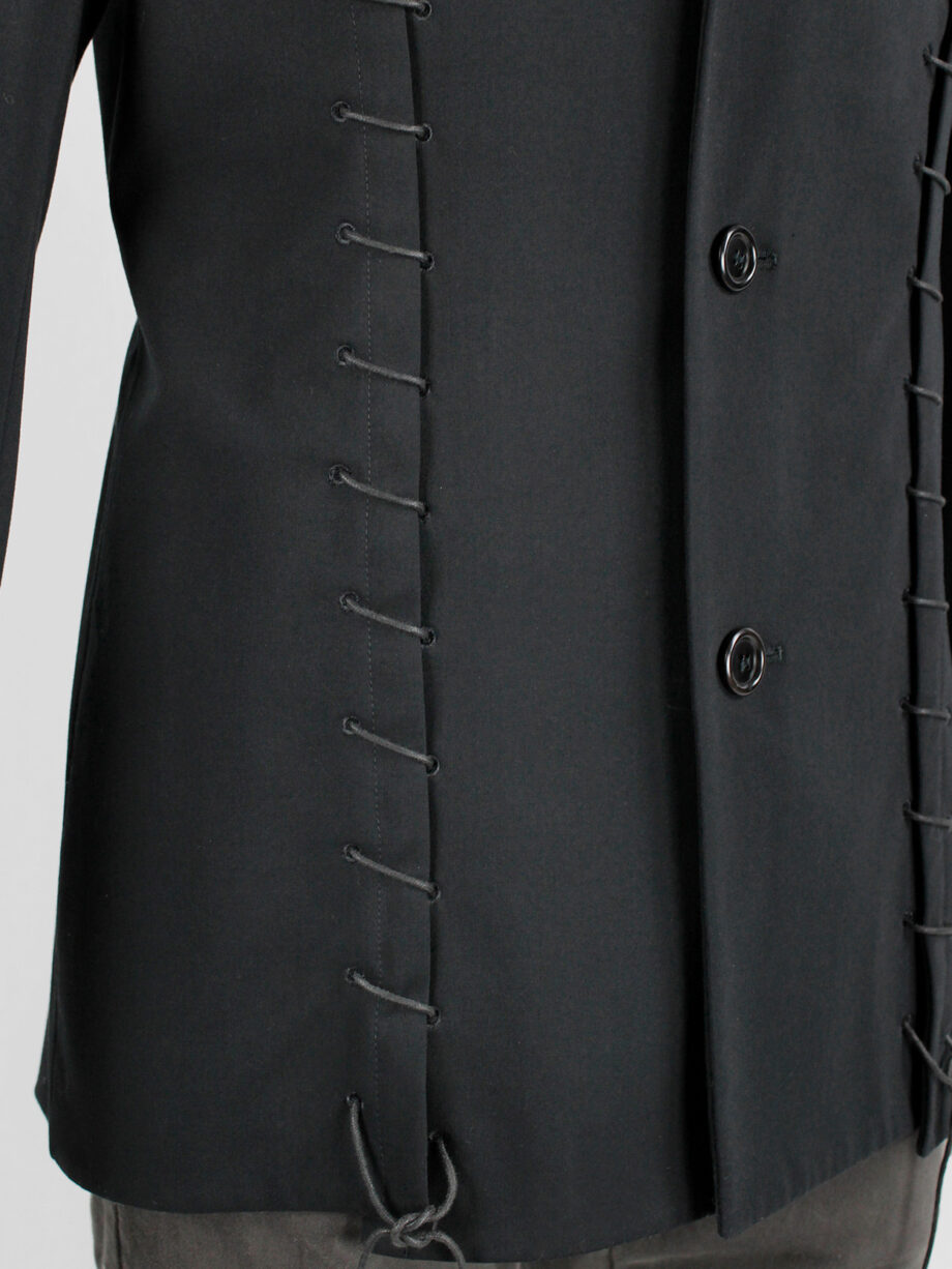 vaniitas Lieve Van Gorp black tailored blazer with two laced up front slits spring 2000 (18)