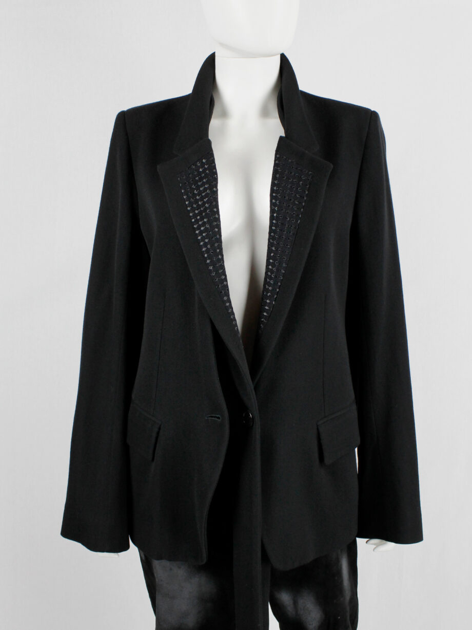 vintage Ann Demeulemeester black blazer with embroidered detacheable lapels spring 2015 (11)