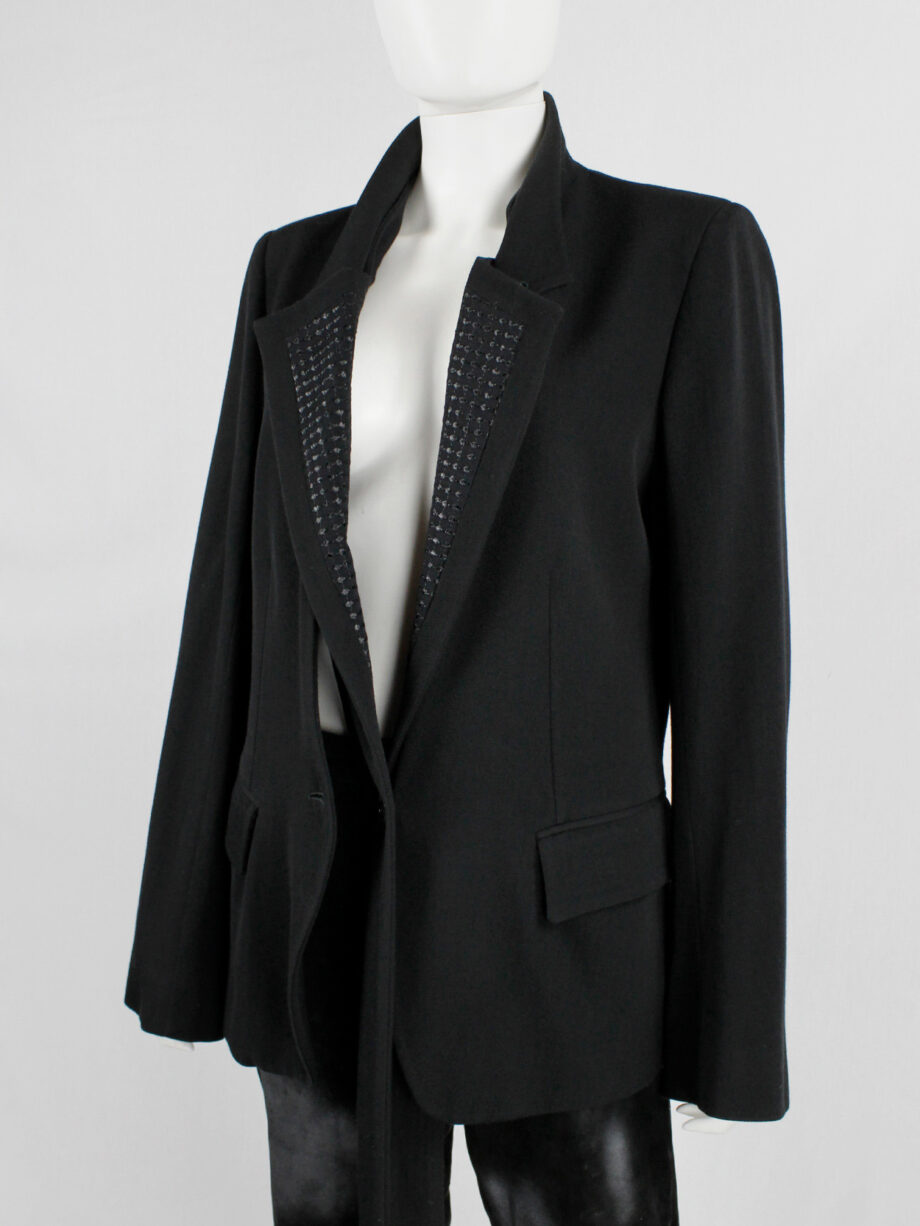 vintage Ann Demeulemeester black blazer with embroidered detacheable lapels spring 2015 (15)