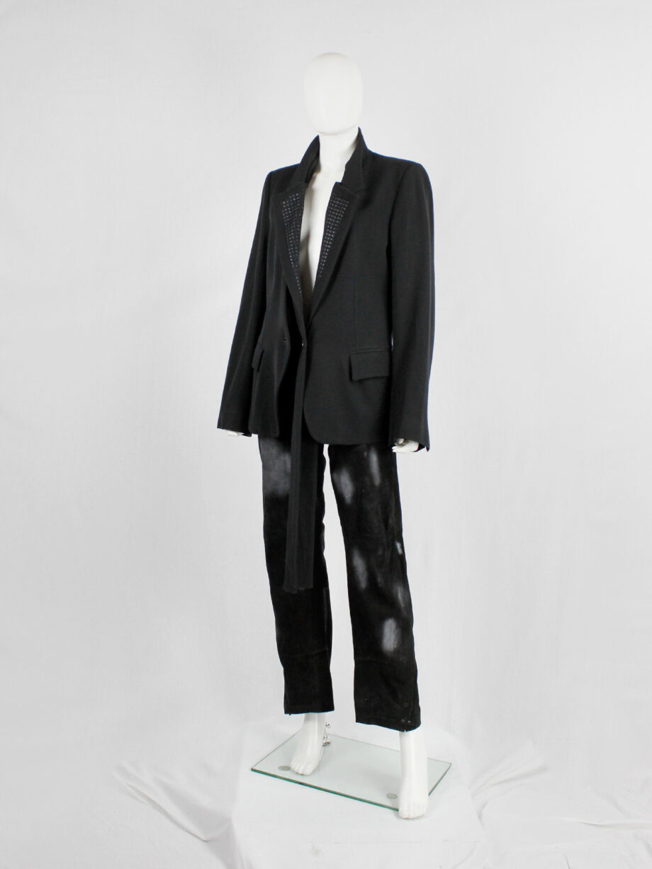 vintage Ann Demeulemeester black blazer with embroidered detacheable lapels spring 2015 (16)