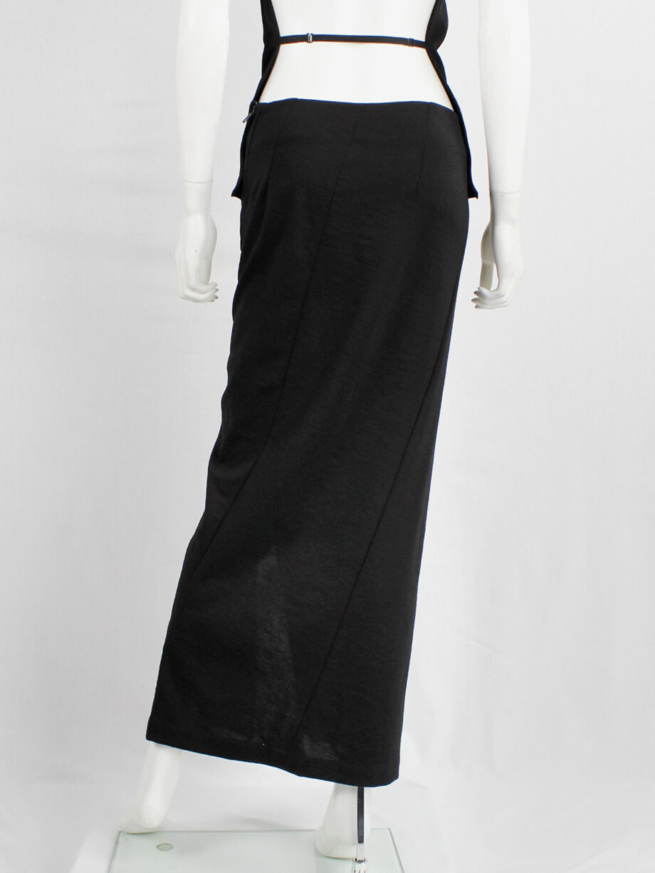 vintage Ann Demeulemeester black maxi skirt with diagonal zipper and adjustable slit fall 2012 (2)