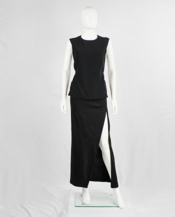 Ann Demeulemeester black maxi skirt with diagonal zipper and adjustable slit — fall 2012