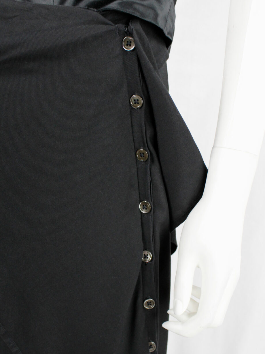 Ann Demeulemeester black asymmetric draped skirt with belted waist spring 2004 (11)
