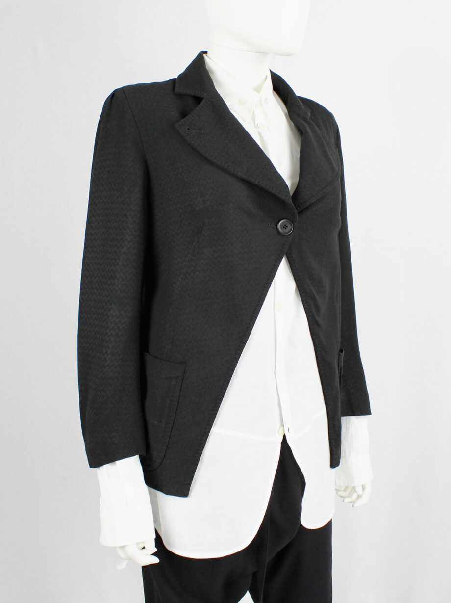 Ann Demeulemeester black cutaway blazer with cropped sleeves spring 1994 (1)