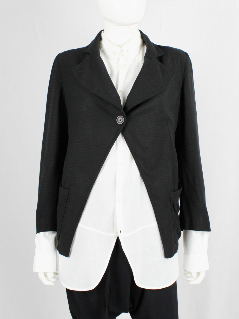 Ann Demeulemeester black cutaway blazer with cropped sleeves spring 1994 (12)