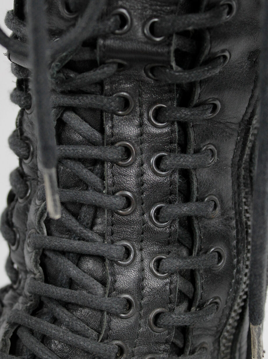 Ann Demeulemeester black tall triple lace boots with low heel fall 2008 (18)