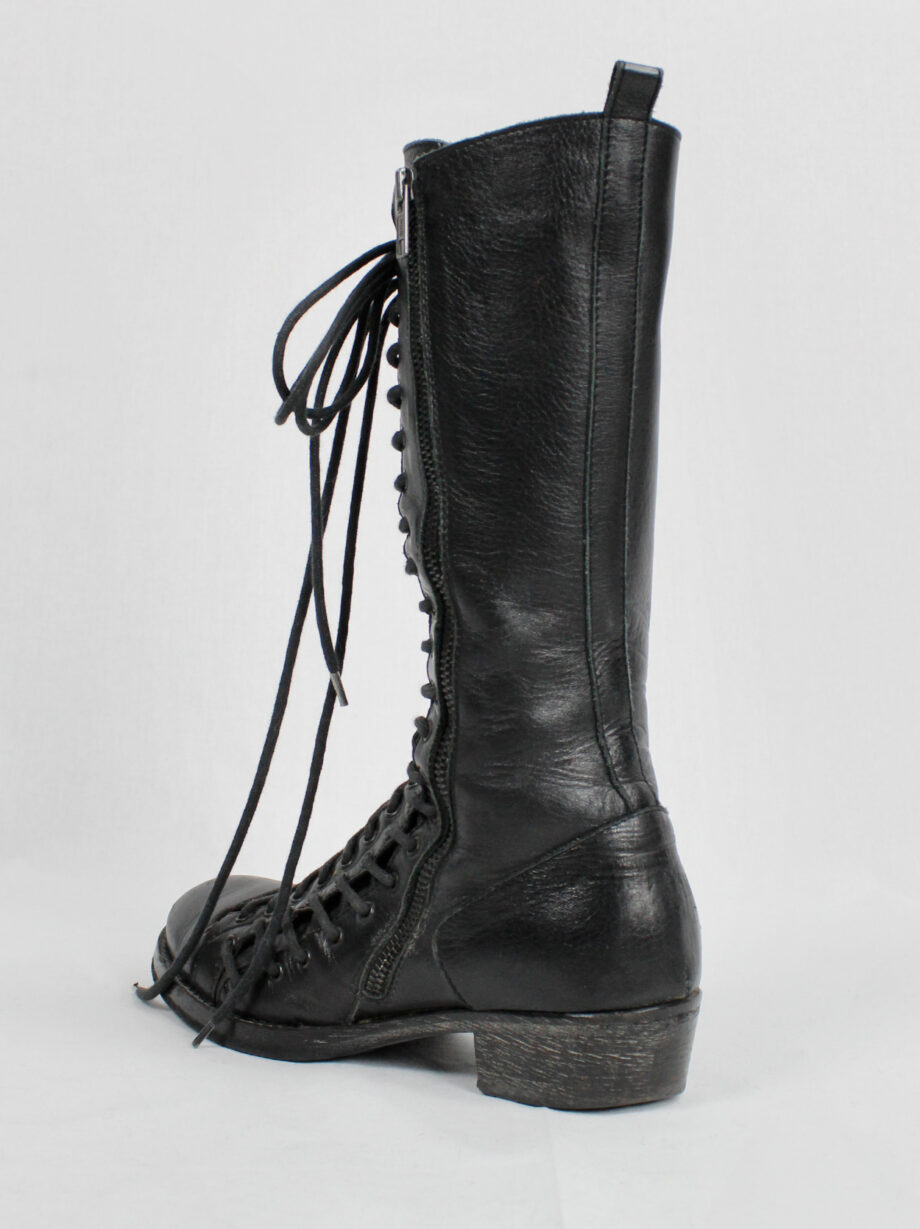 Ann Demeulemeester black tall triple lace boots with low heel fall 2008 (29)