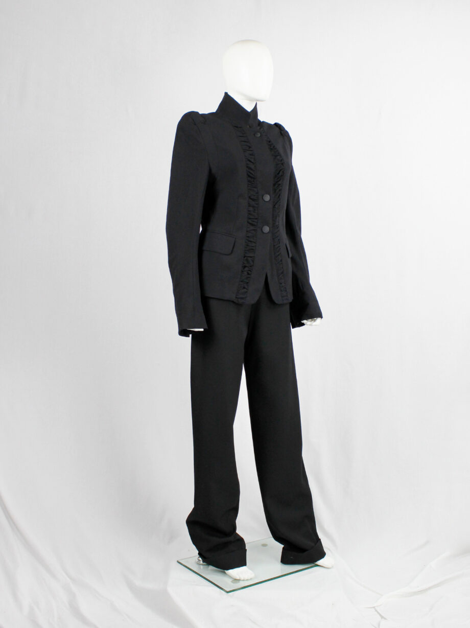 Ann Demeulemeester dark blue victorian blazer with front ruching and woven buttons (12)