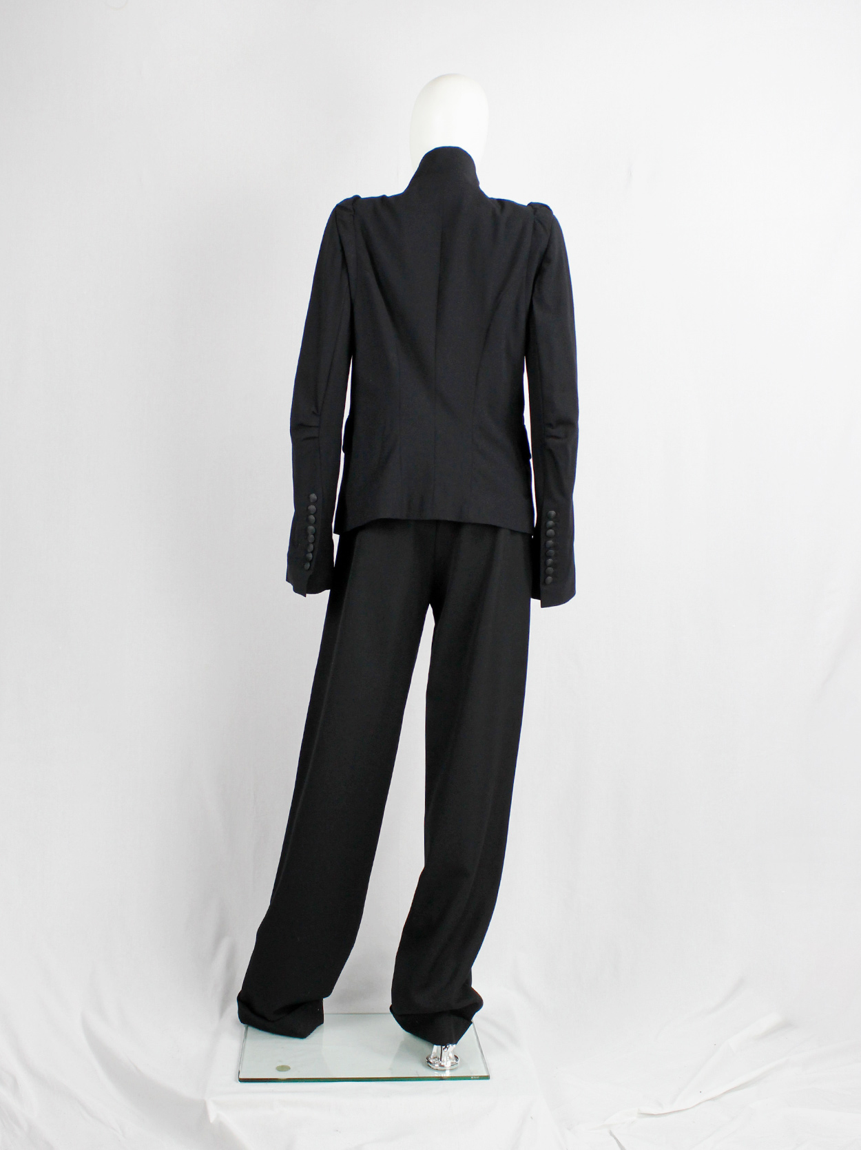 Ann Demeulemeester black victorian blazer with front ruching and woven ...