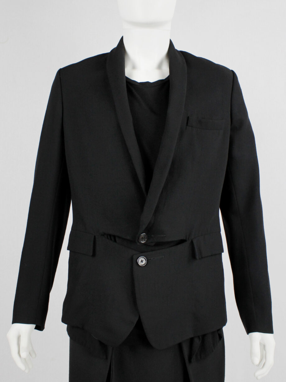 Ann Demeulemeester mens black blazer with front slit and draped panels fall 2011 (11)