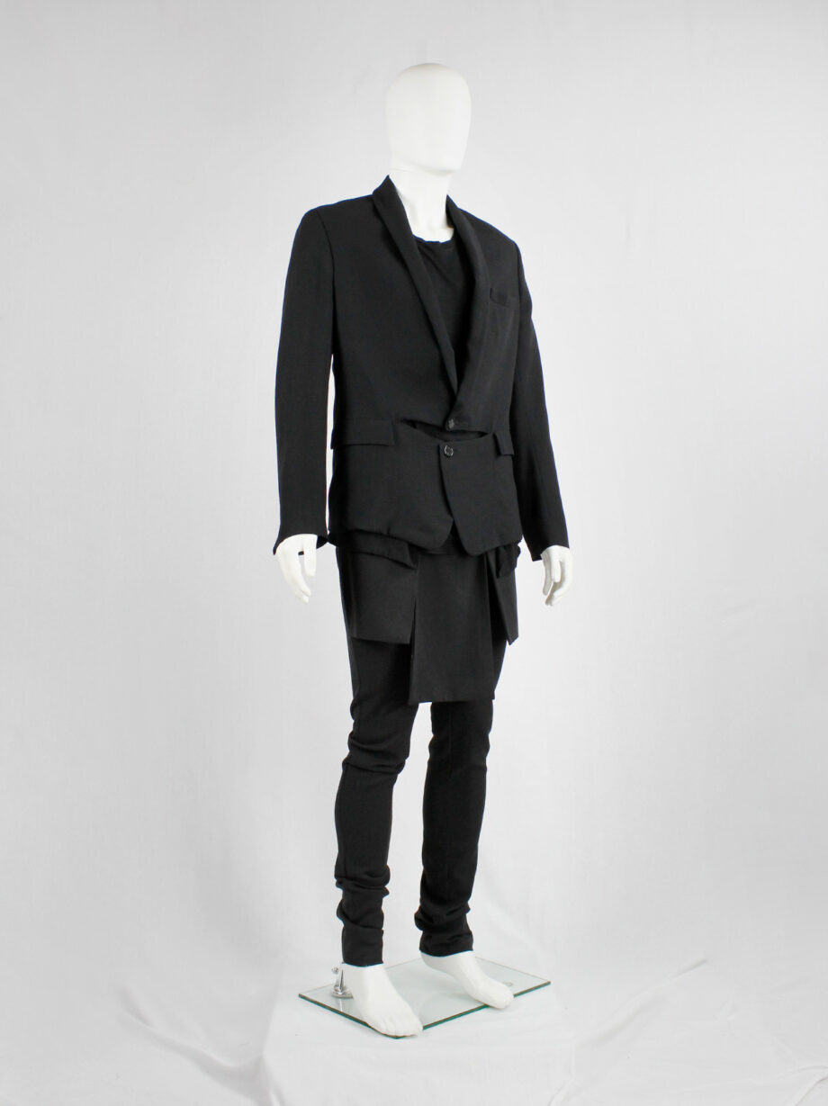 Ann Demeulemeester mens black blazer with front slit and draped panels fall 2011 (14)