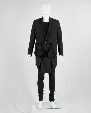 Ann Demeulemeester black blazer with front slit and draped panels — fall 2011