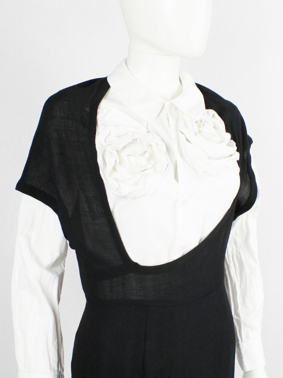 Comme des Garçons black dress with deformed upper and extra low neckline spring 1999 (1)