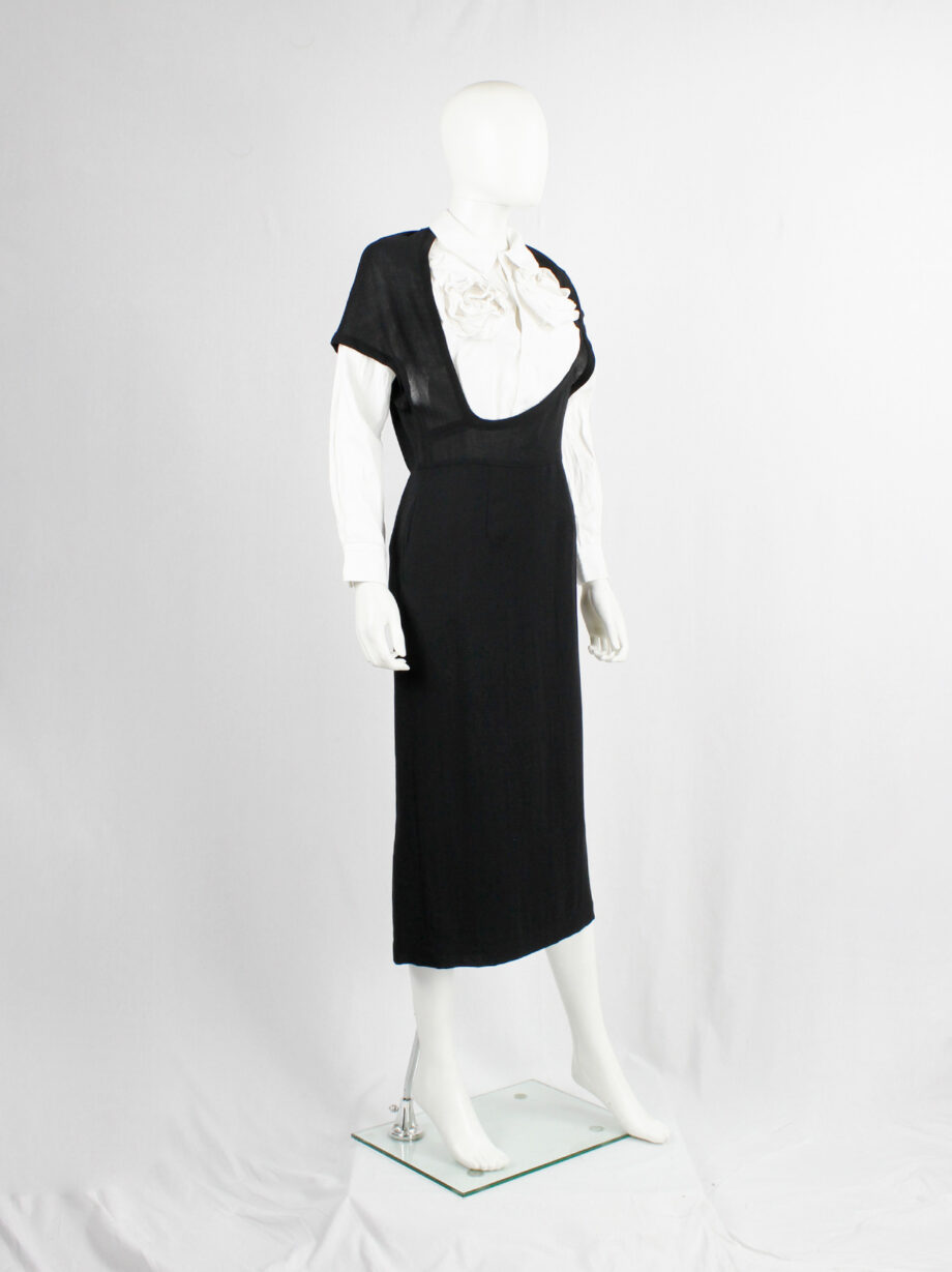 Comme des Garçons black dress with deformed upper and extra low neckline spring 1999 (4)