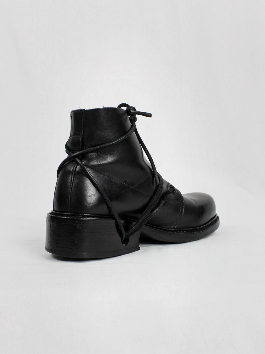 Dirk Bikkembergs black boots with flap and laces through the soles fall 1994 (11)