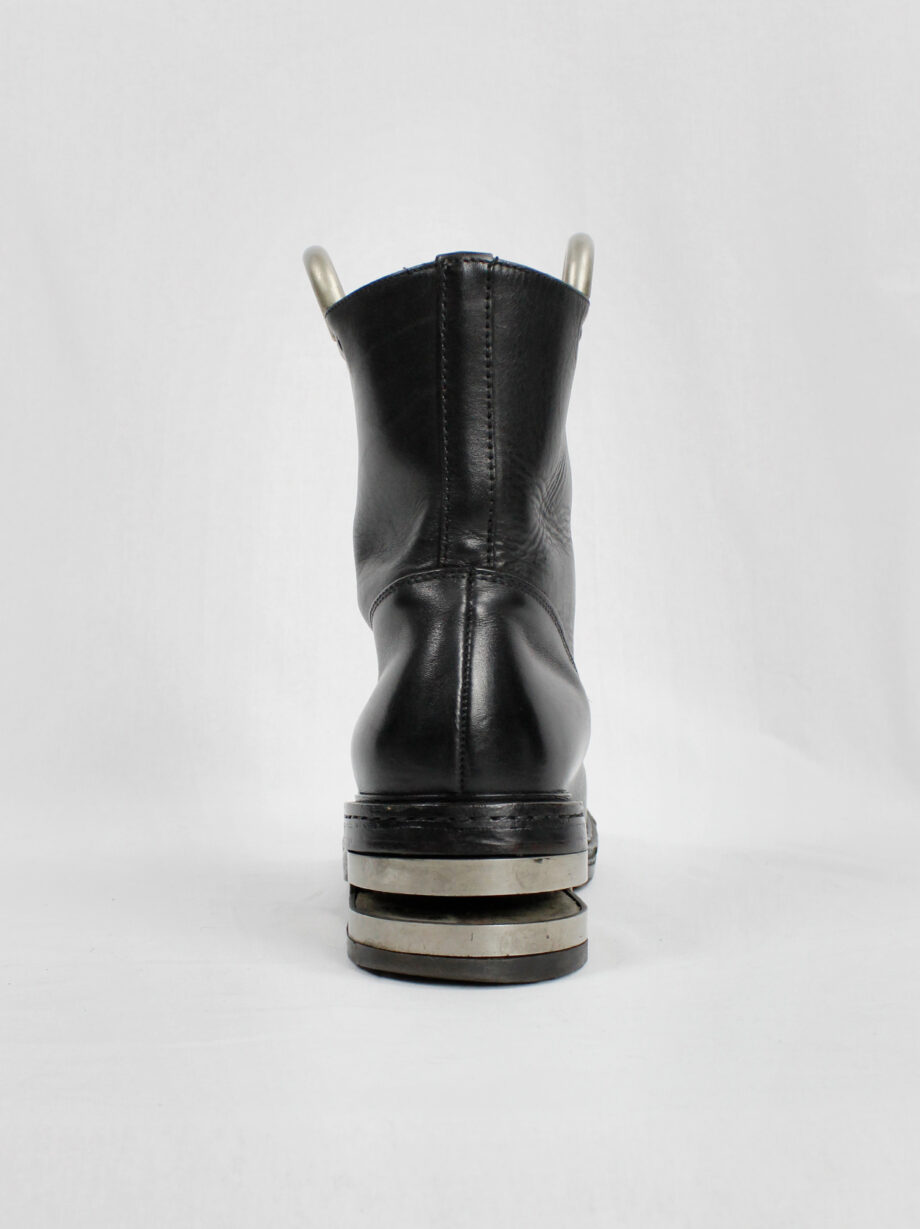 Dirk Bikkembergs black tall boots with metal slit heel and metal pulls 1990s 90s (3)