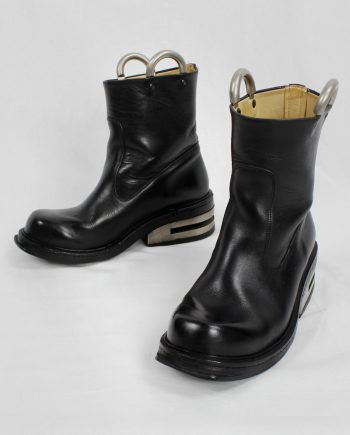 Dirk Bikkembergs black tall boots with metal slit heel and metal pulls (40) — mid 90’s