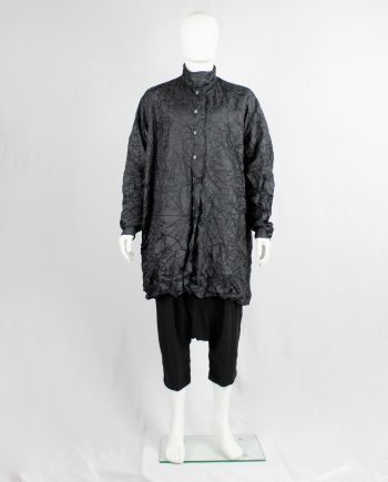 Issey Miyake black oversized shirt in permanently wrinkled fabric