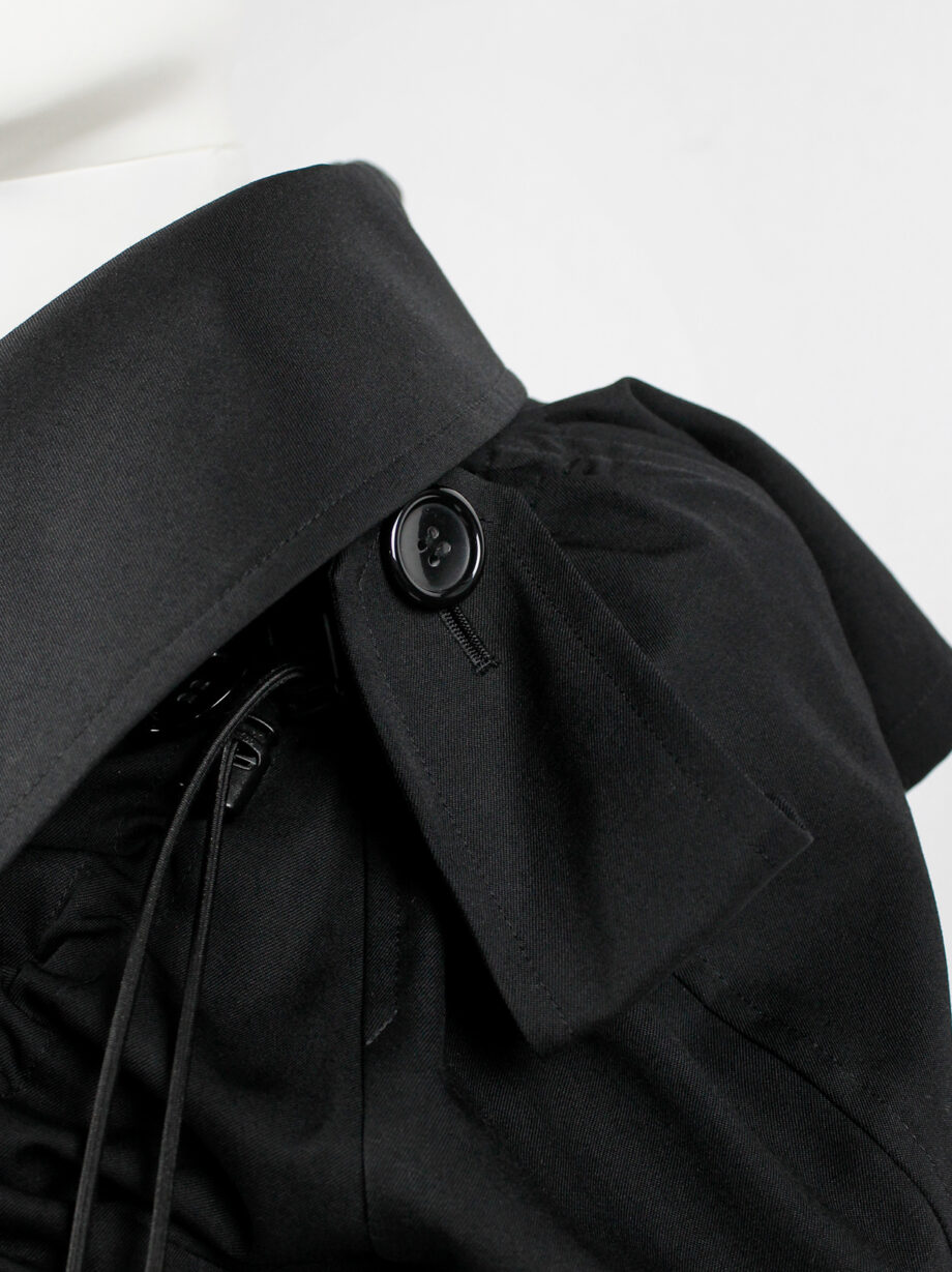 Junya Watanabe black scrunched drawstring jacket with oversized collar fall 2005 (13)