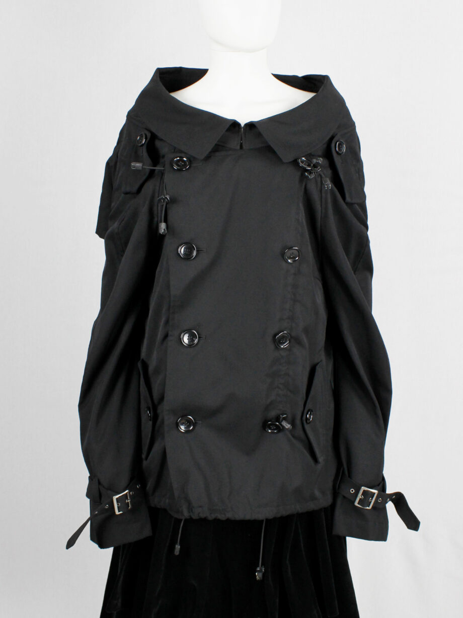 Junya Watanabe black scrunched drawstring jacket with oversized collar fall 2005 (6)