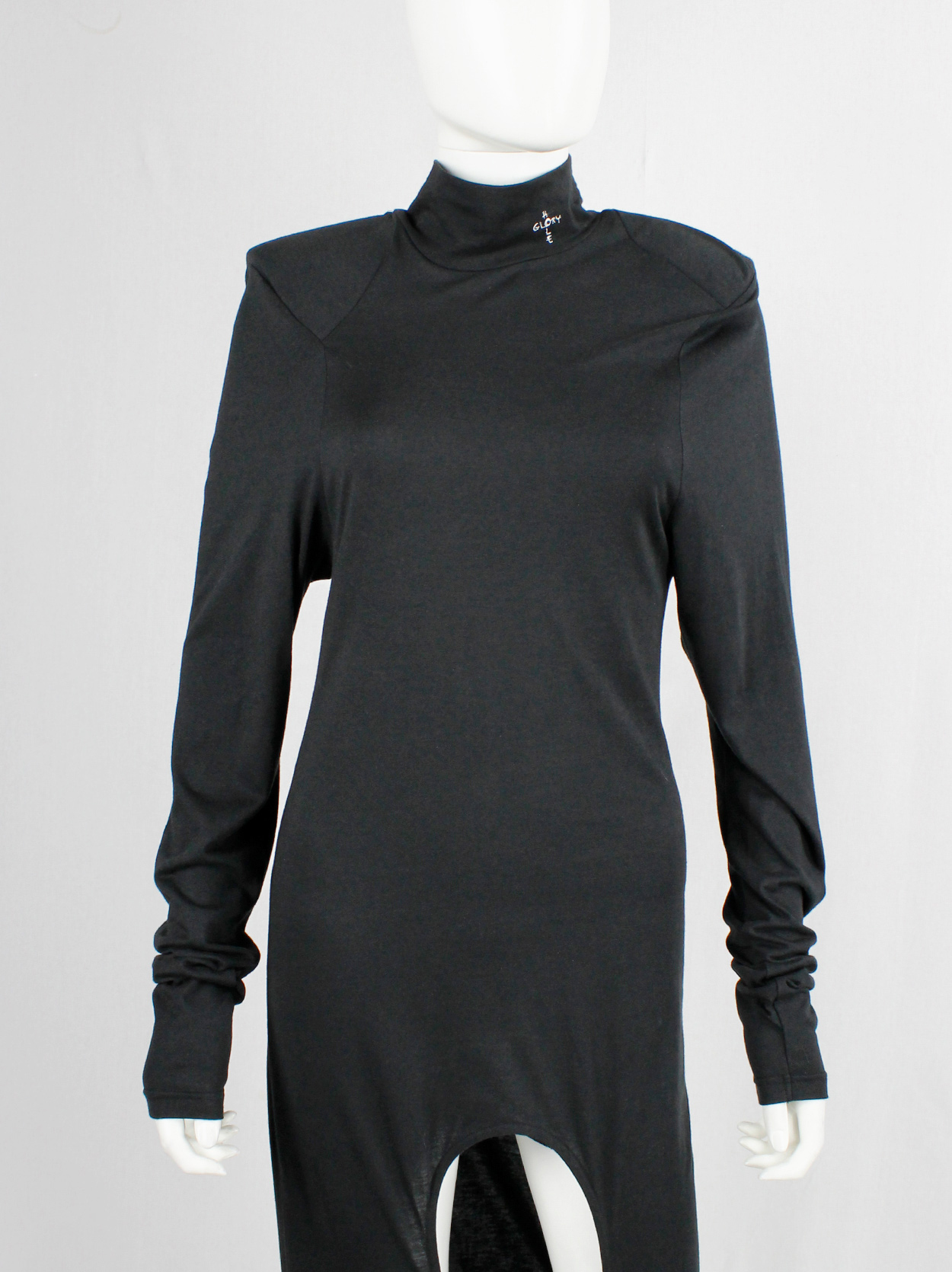 Jurgi Persoons x Dust dark grey 'gloryhole' dress with power shoulders ...