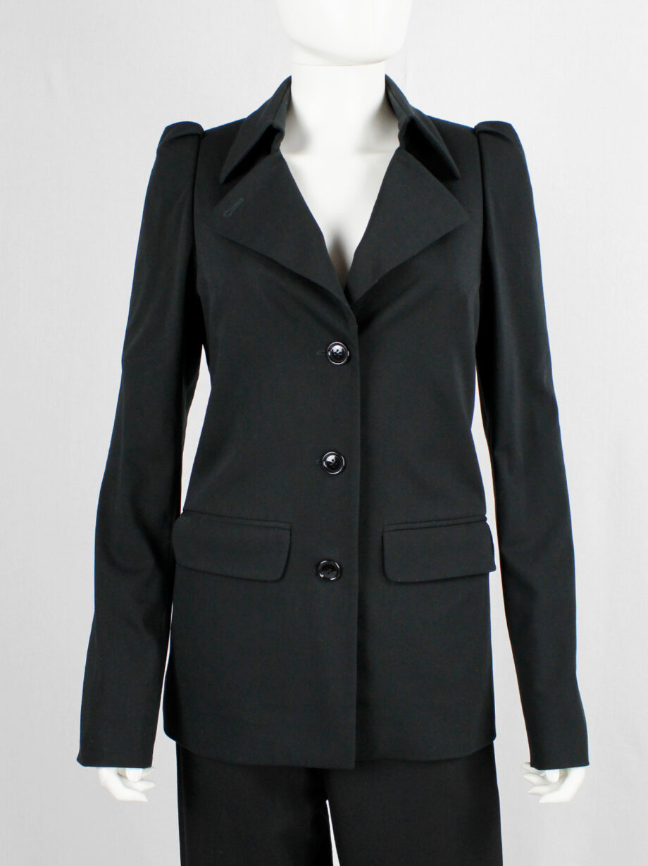 Lieve Van Gorp black tailored blazer with high collar and puffy shoulders fall 1999 (2)