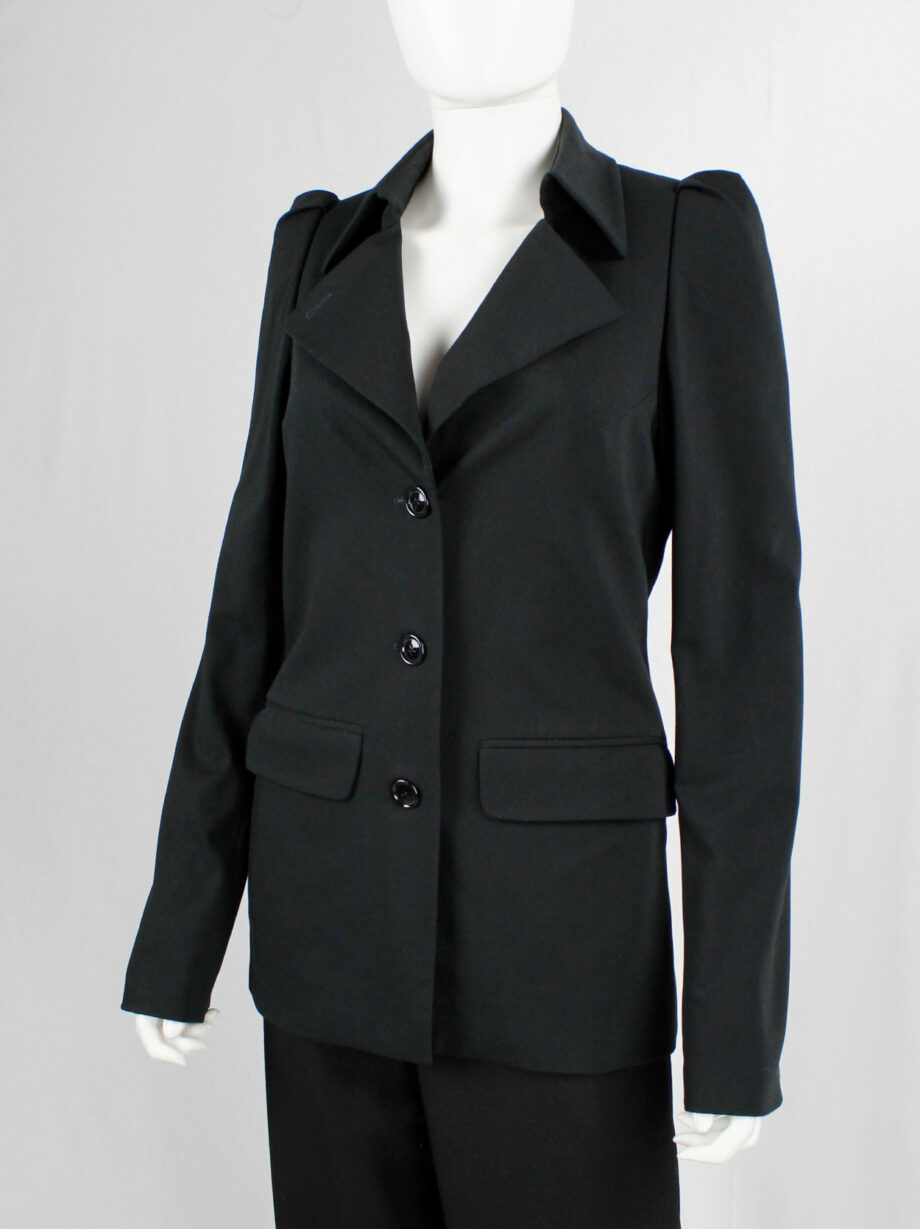 Lieve Van Gorp black tailored blazer with high collar and puffy shoulders fall 1999 (3)