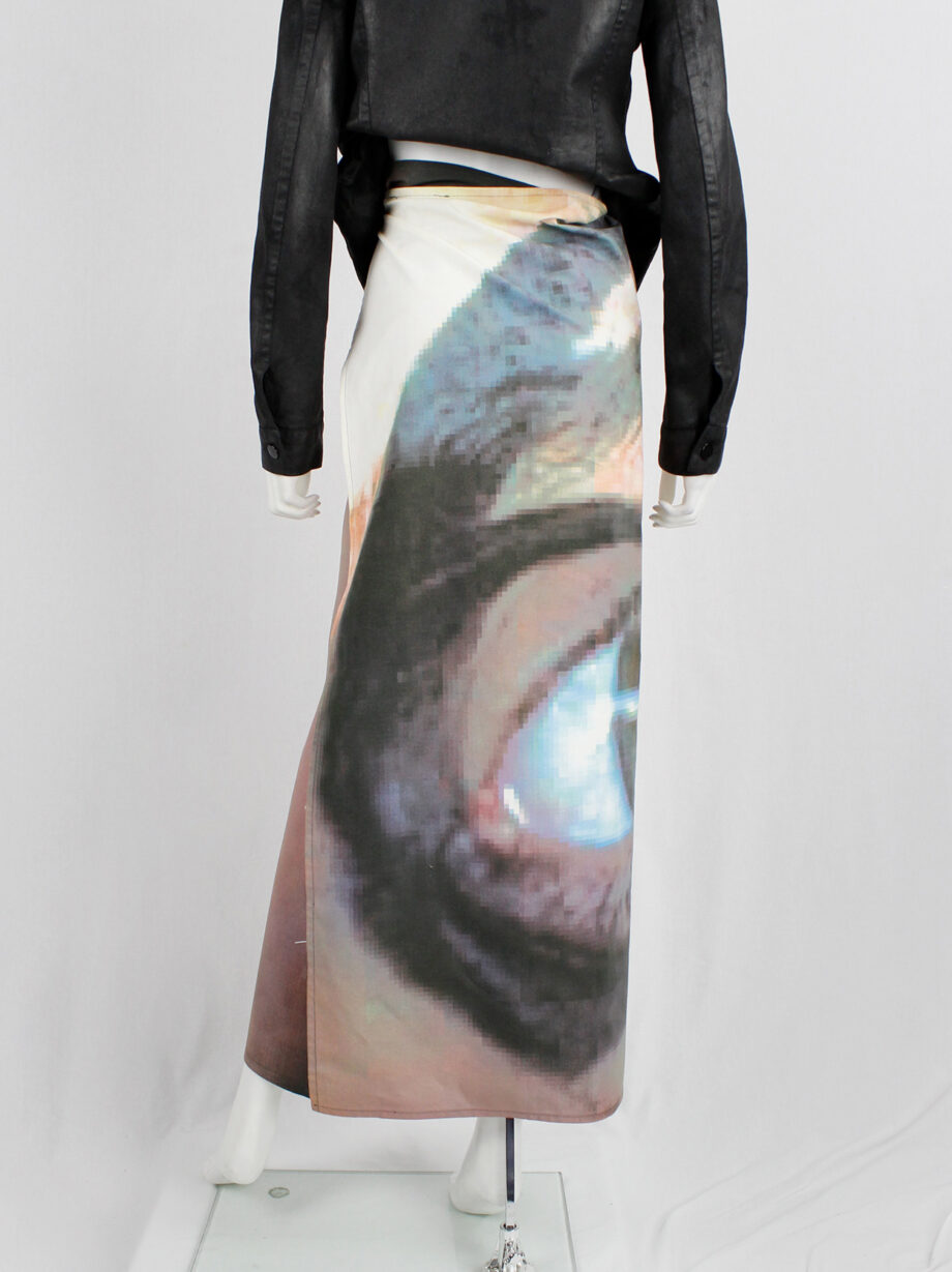 Maison Martin Margiela 6 maxi wrap skirt with a pixelated print of an eye 2003 (8)