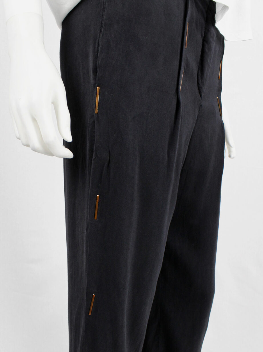 Maison Martin Margiela dark blue loose trousers with bronze staples spring 2007 (16)