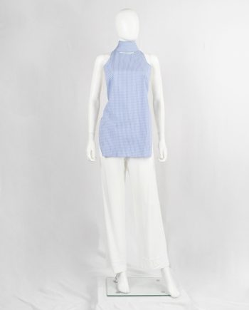 Maison Martin Margiela light blue gingham backless top with separate collar — spring 2000